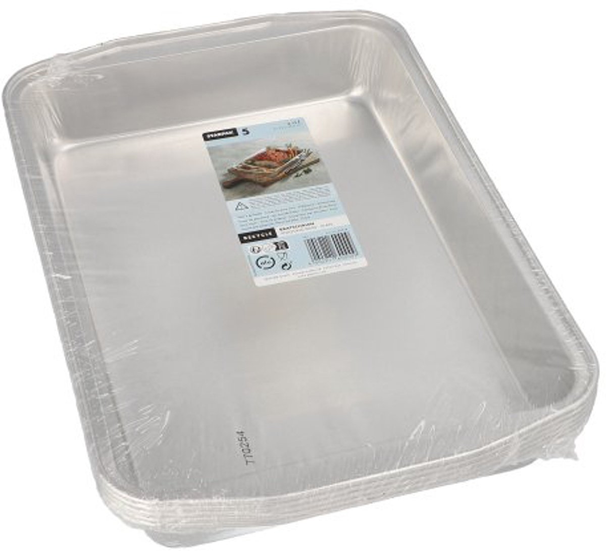5x 5 Alu braadschalen hoekig 315 l 5 cm x 25 cm x 366 cm zilver
