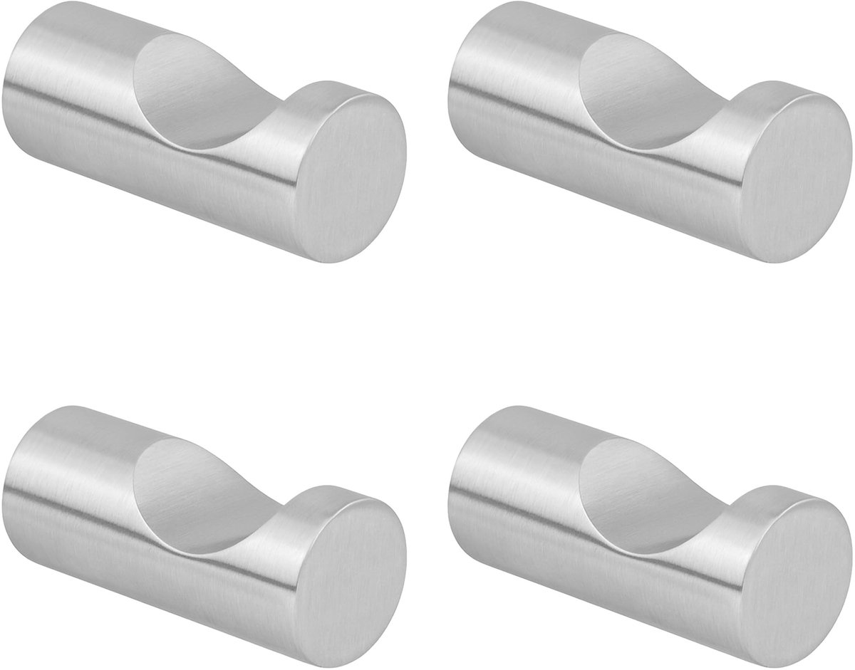 Omgoods- Handdoekhaken 4 Stuks - Muurhaken Roestvrij Staal 304 - Zelfklevend - Compact - Voor Badkamer/Keuken - Inclusief Bevestigingsmateriaal