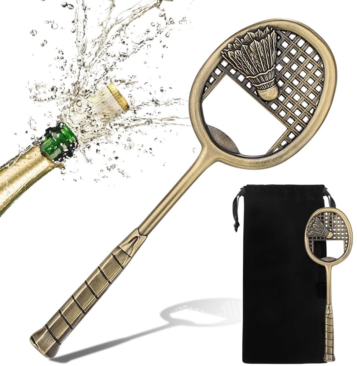 Omgoods - Badminton Racket Flesopener met Cadeauzak