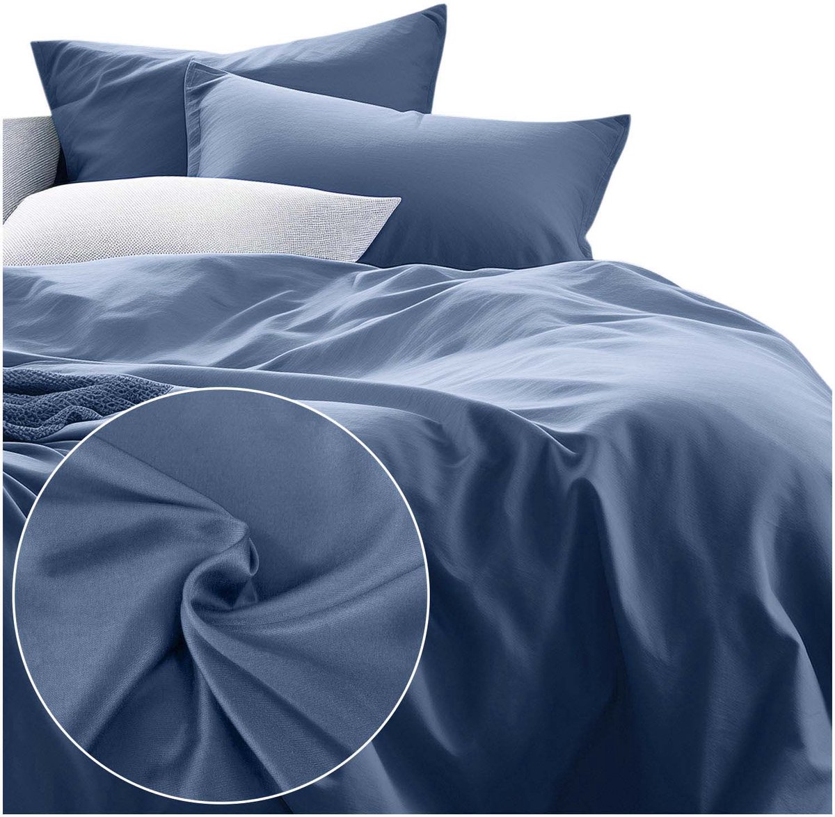 Darymex - Satynlove Classic Dekbedovertrek 220x200 cm met 2 Kussenslopen 70x80 cm - Katoensatijn - Blauw - Ritssluiting