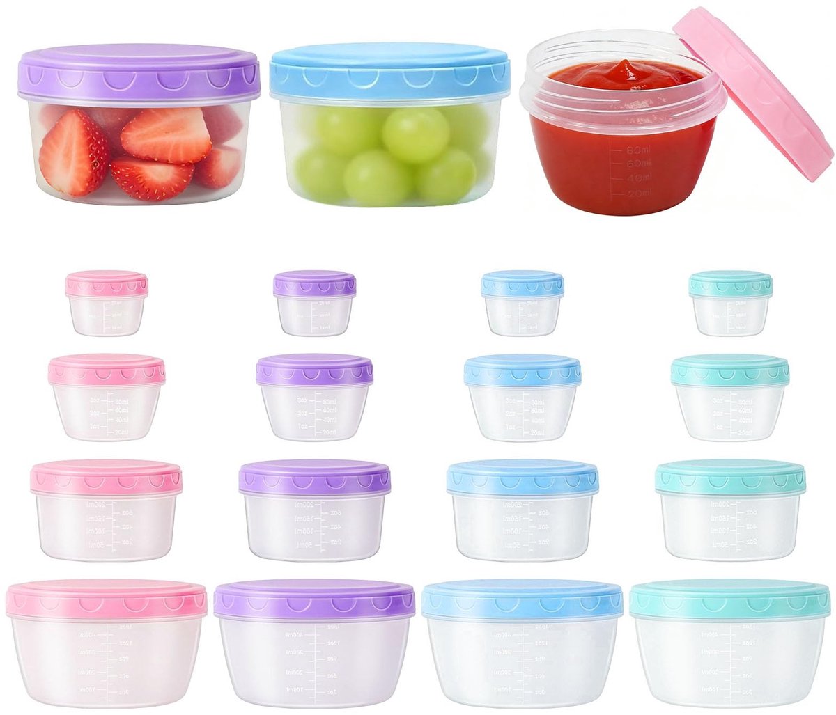 Omgoods - Set van 16 Ronde Sausbakjes met Deksel
