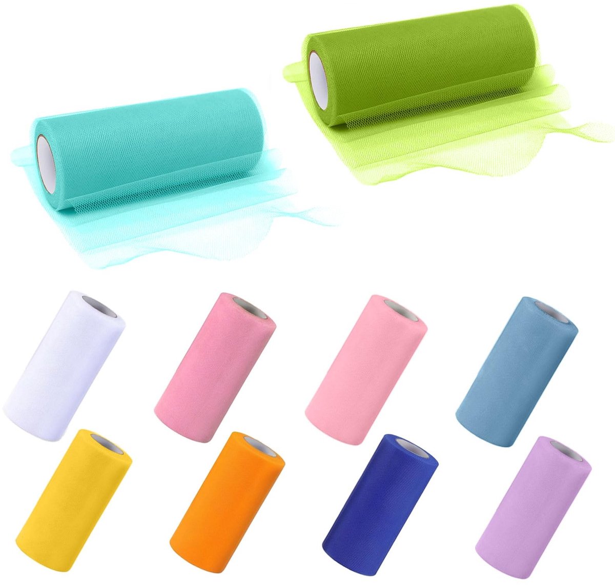 Omgoods - Set van 10 Rollen Tulelint in Regenboogkleuren
