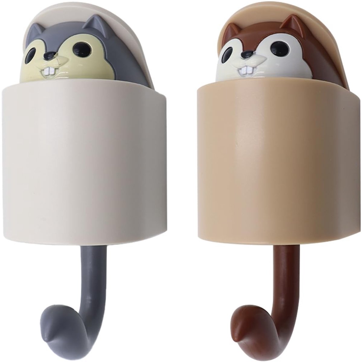 Omgoods - Set van 2 Eekhoorn Kapstokhaken zonder Boren