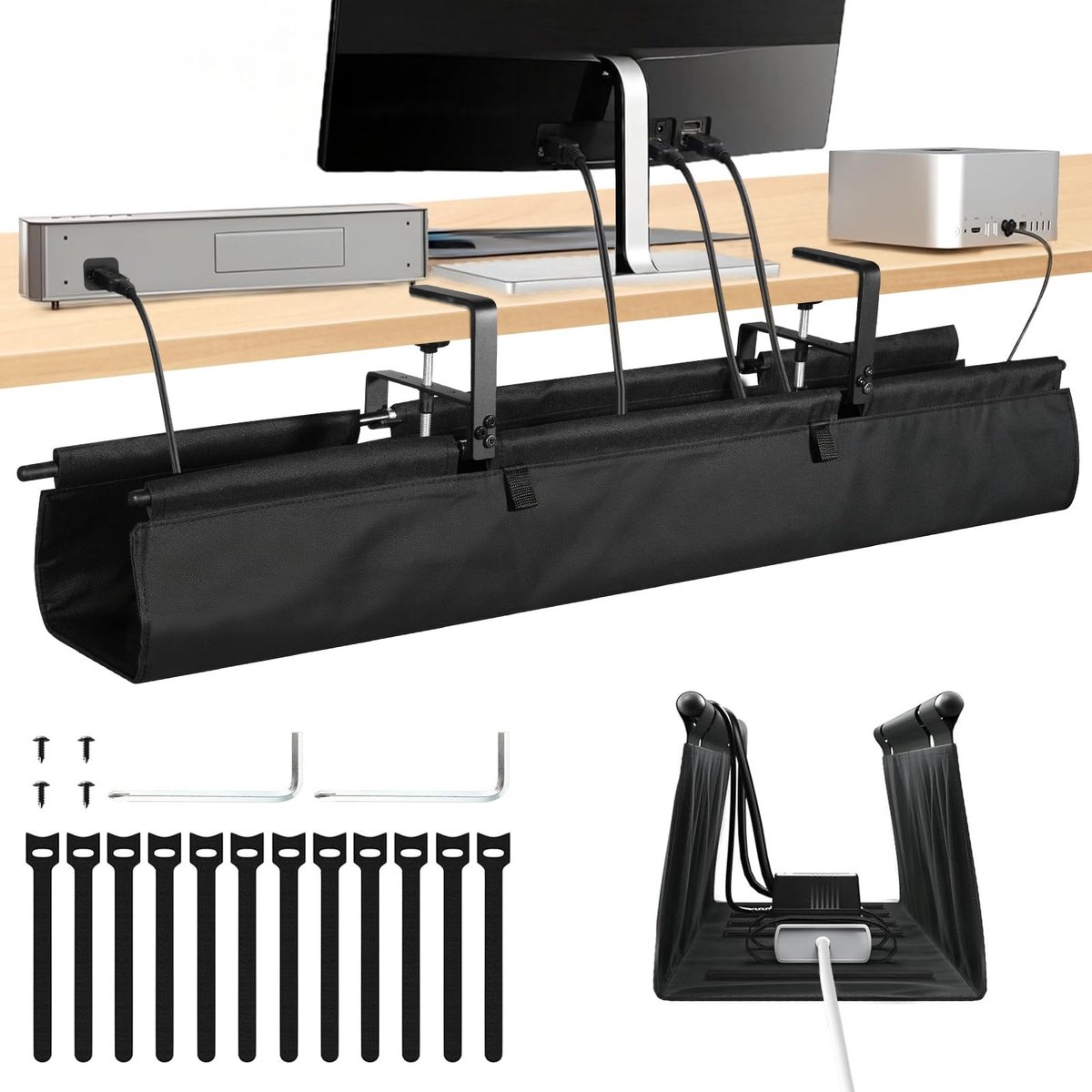 Omgoods- Kabelgoot 90 cm - Kabelgoot zonder boren - Kabelorganizerset - Inclusief 12 Kabelbinders - 2 Mini-Schroevendraaiers - Flexibele Montage - Kabelorganizer