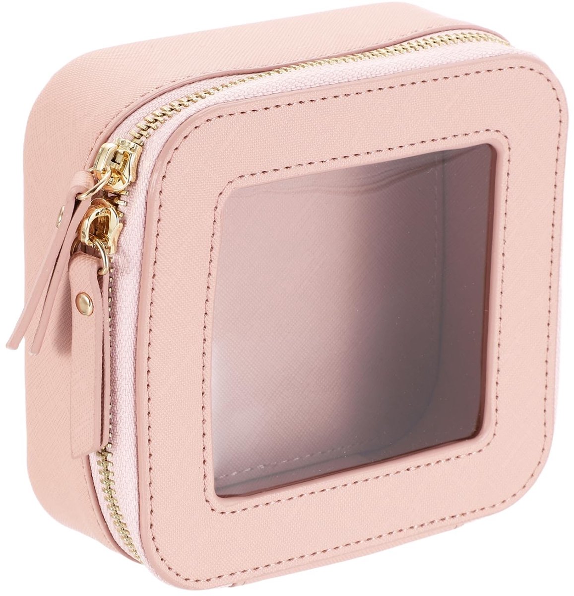 Omgoods - Heldere Make-up Tas 12,7 x 12,7 cm - Transparante Toilettas in Lichtroze