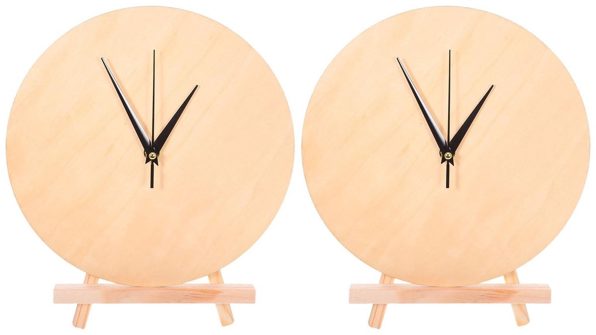 Omgoods - DIY Wandklok met Houten Wijzerplaat en Stand, 20 cm