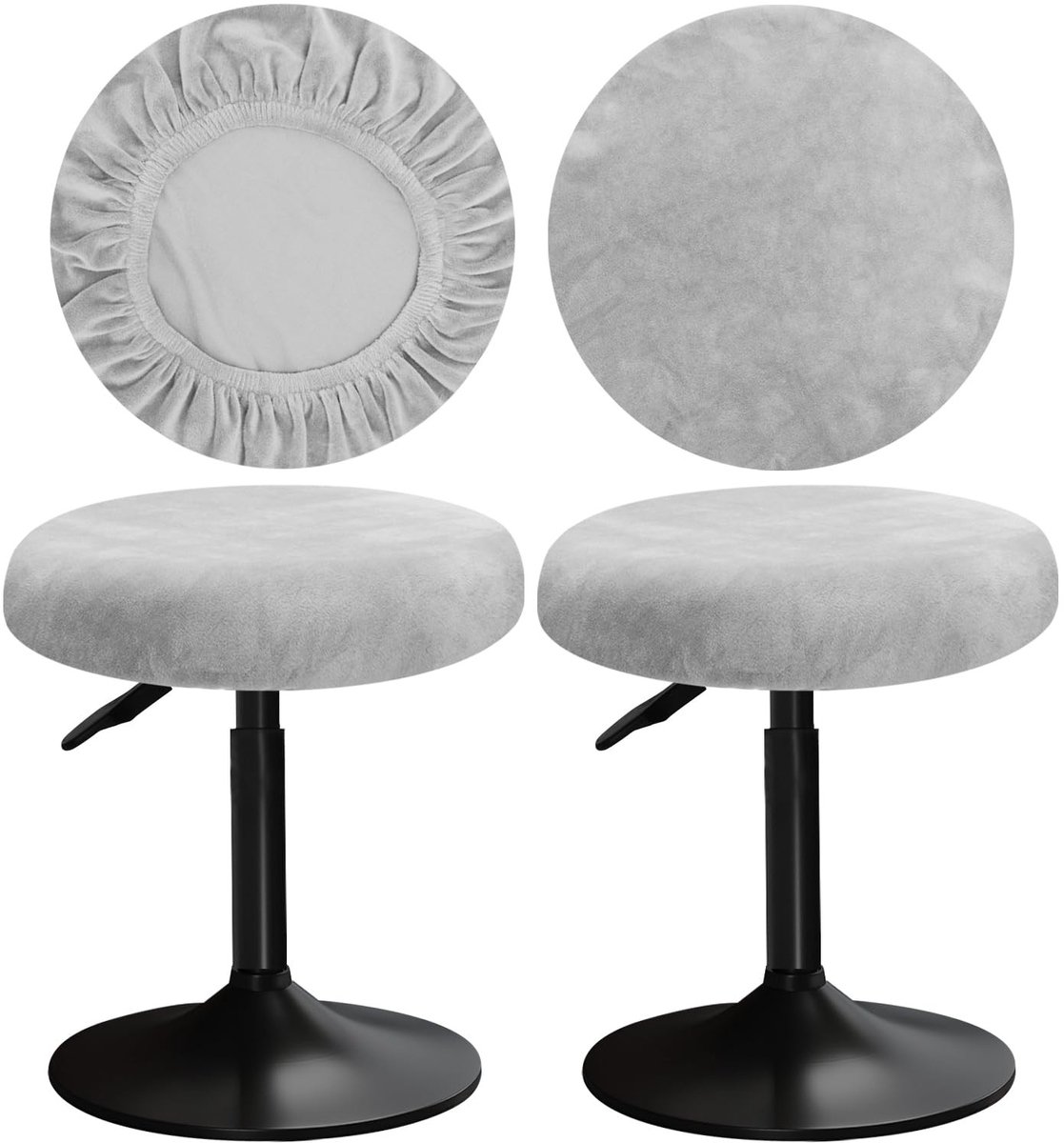 Omgoods - Velours Stoelhoes voor Ronde Barkrukken 30-40cm Lichtgrijs