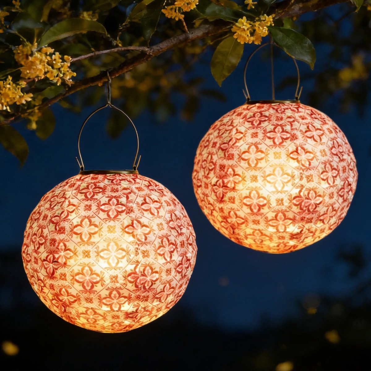 Omgoods - Set van 2 Solar Lantaarns voor Buiten met Vintage Ontwerp