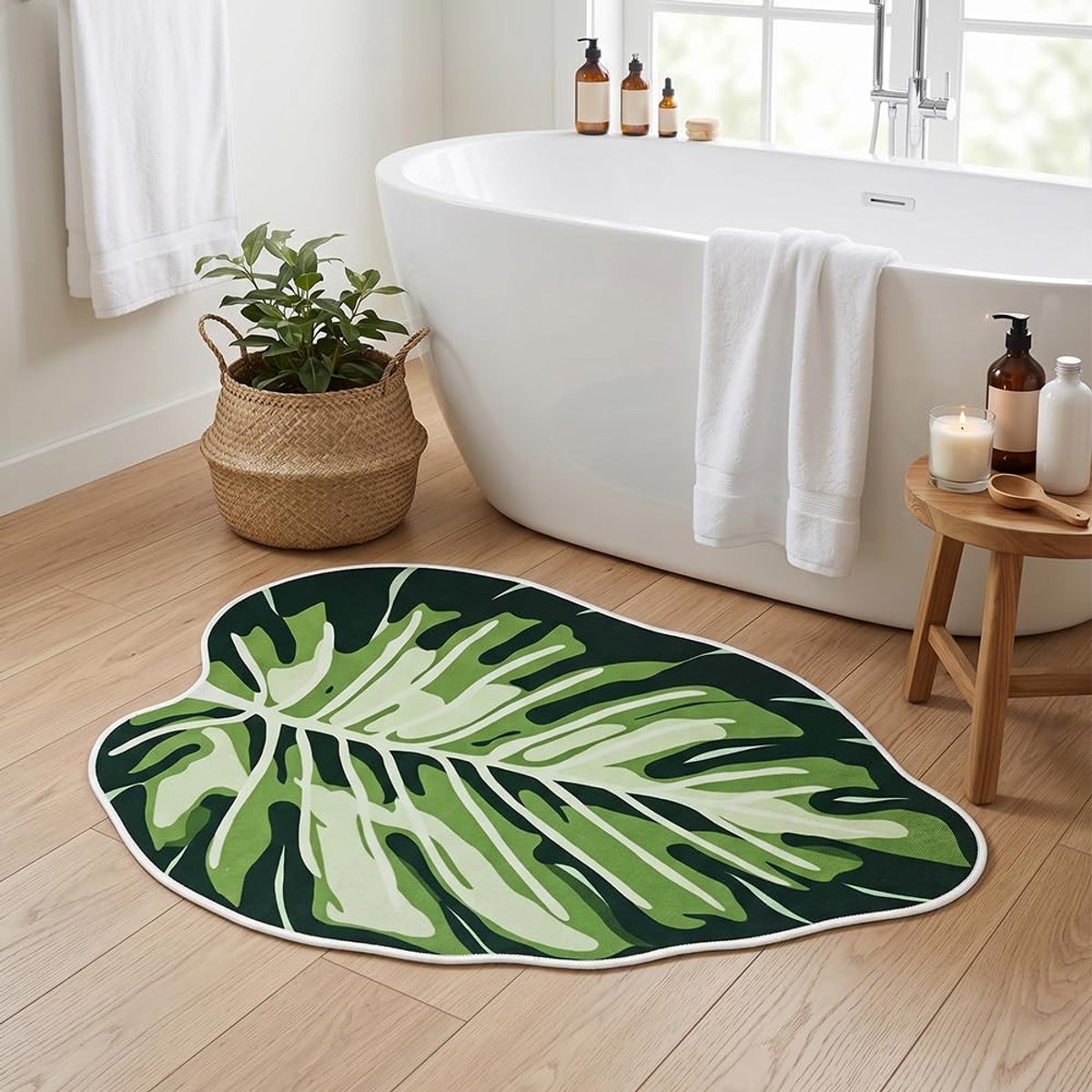 Omgoods - Zachte Faux Kasjmier Badmat Antislip Bladvorm 60x90cm