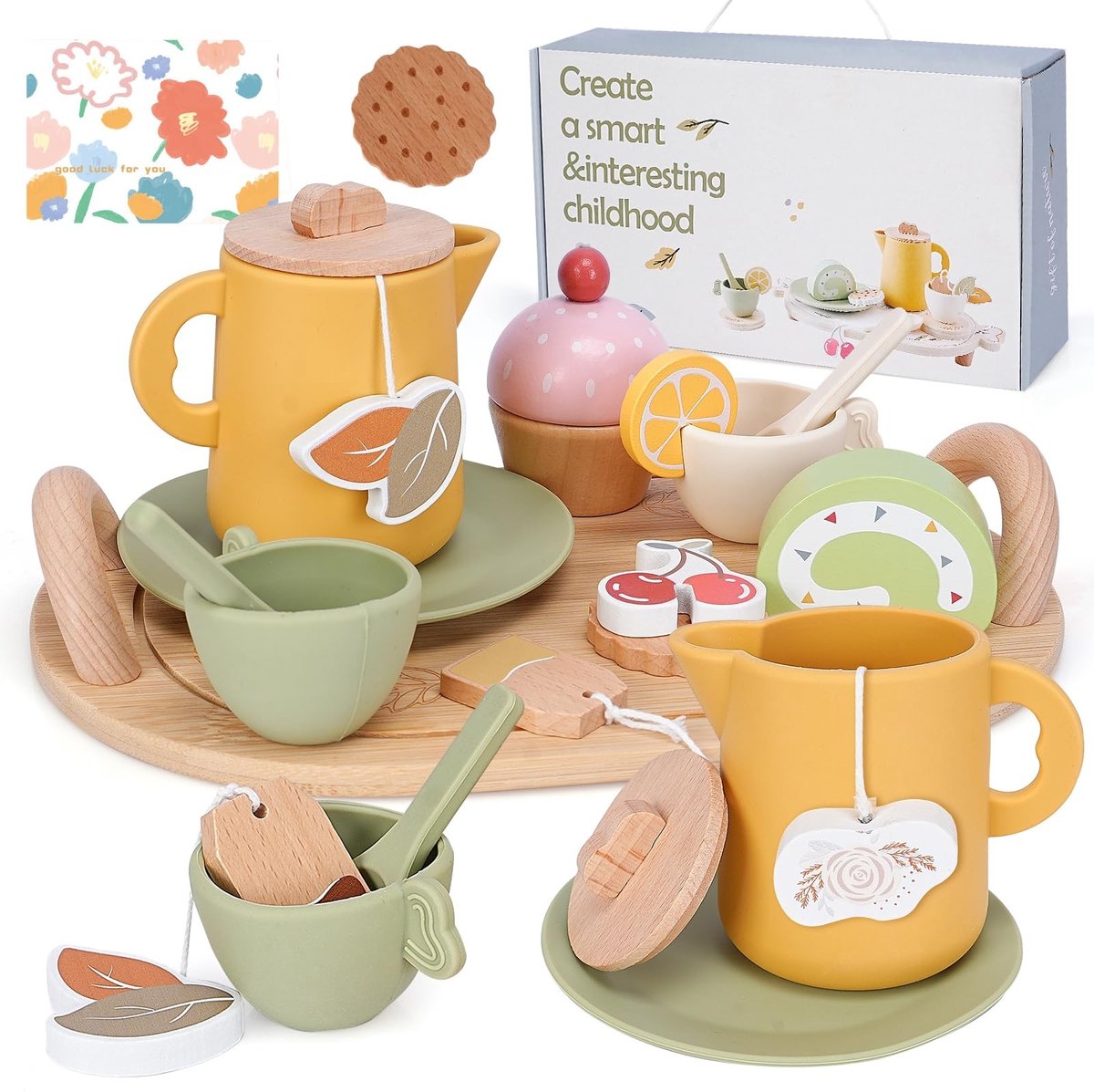 Omgoods - Houten Theeset voor Kinderen met Accessoires