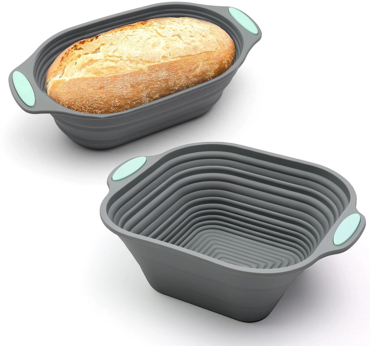 Omgoods - Opvouwbare Siliconen Bakvormen Set - Grijze Brood- en Taartvormen 26,5 cm/29,9 cm