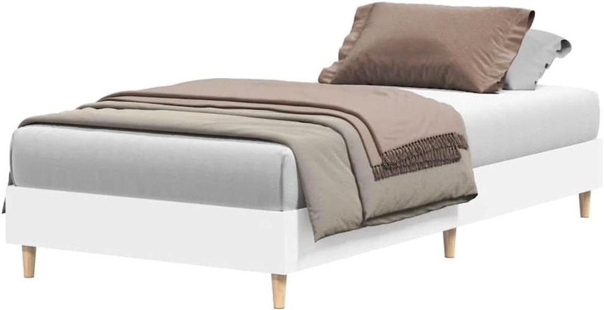 Bedframe - Eenpersoonsbed Slaapbank - Comfortabel Slapen - Stevige Houten Constructie - 90x200 cm - Wit