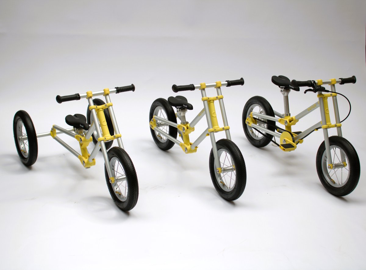 bonob 1TO3 - Evolutieve 3-in-1 kinderfiets - Geel - Van 1 tot 5 jaar - Fiets