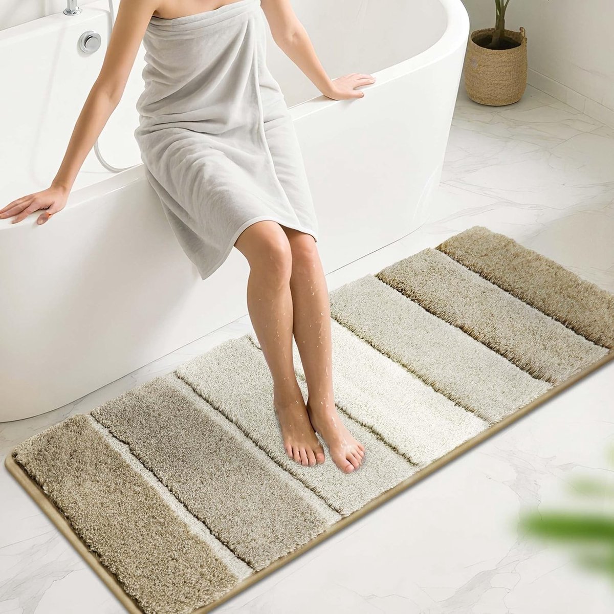 Omgoods - Zachte Antislip Badmat 50 x 150 cm, Beige