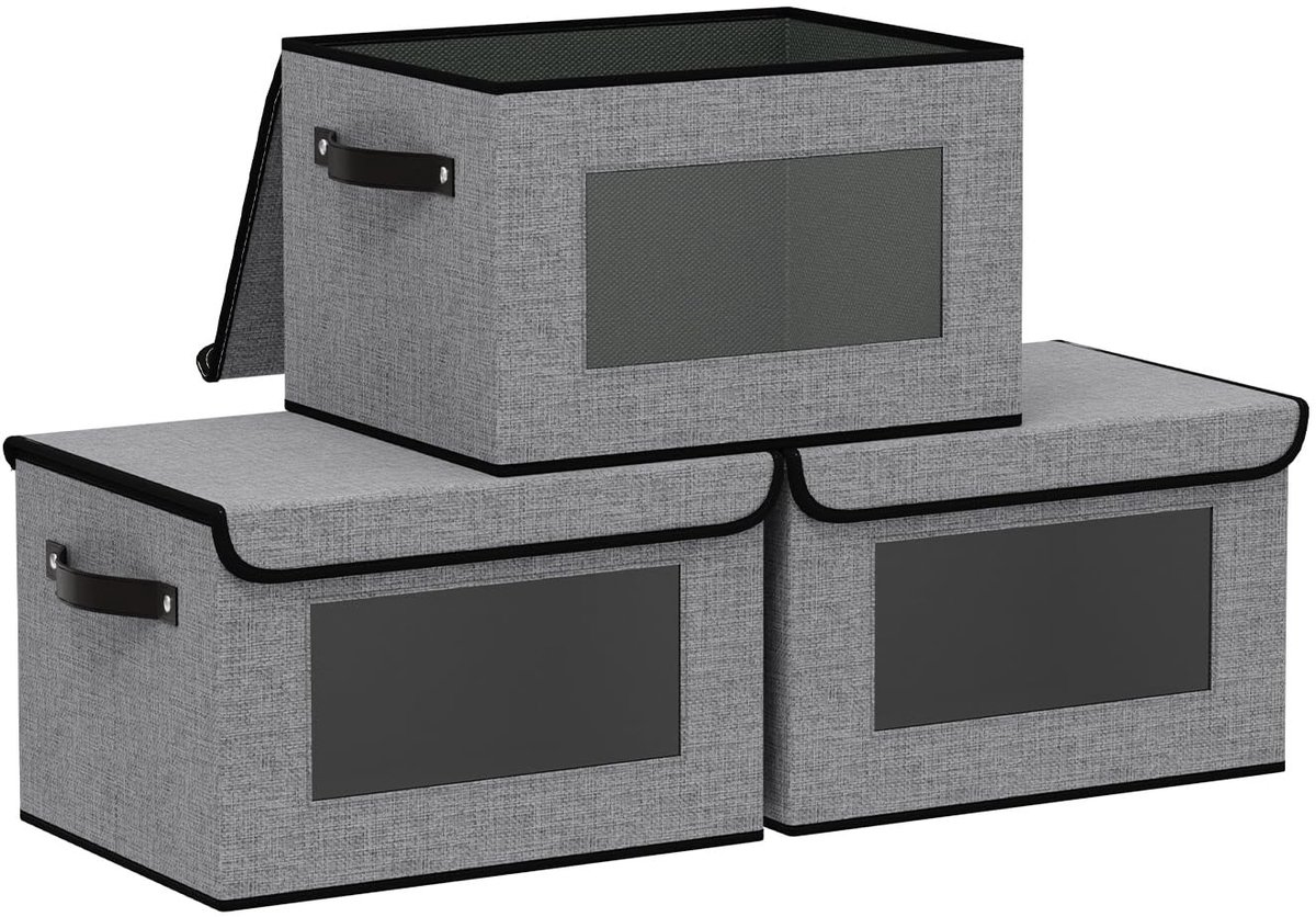 Omgoods - Set van 3 Vouwbare Opbergdozen met Deksel