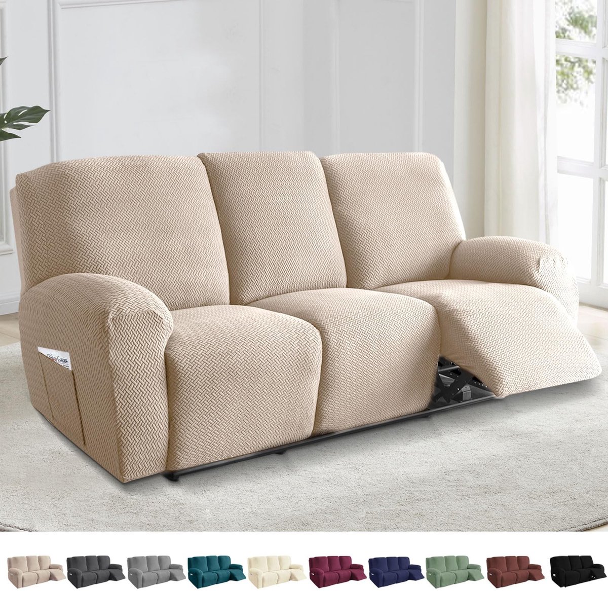 Omgoods - 8-delige Relaxstoel Hoes Set van Polyester met Opbergzakken