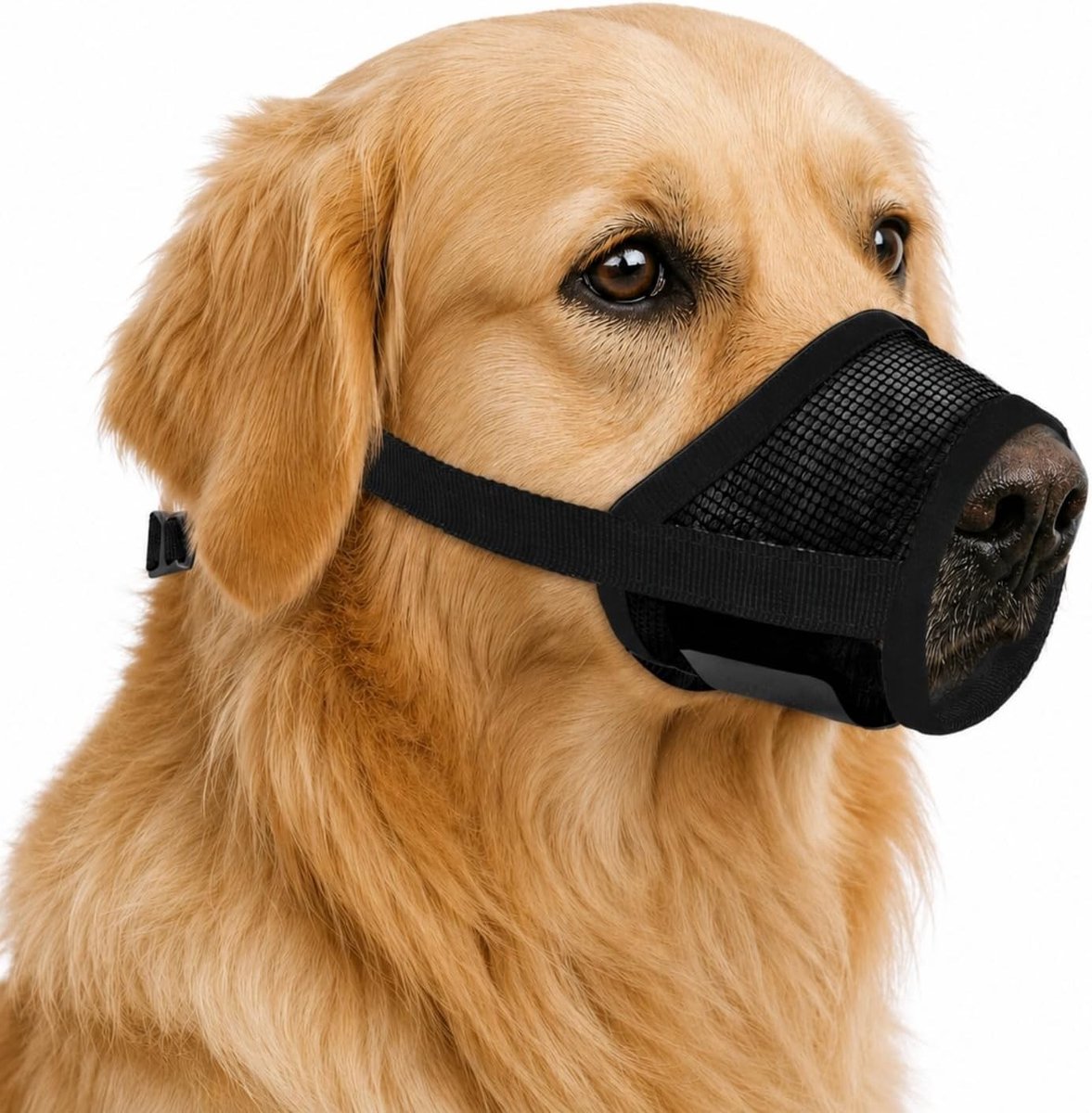 Verstelbare hondenmuilkorf voor middelgrote en grote honden, ademend en comfortabel, geschikt voor teckels, labradors en herdershonden (zwart, M)
