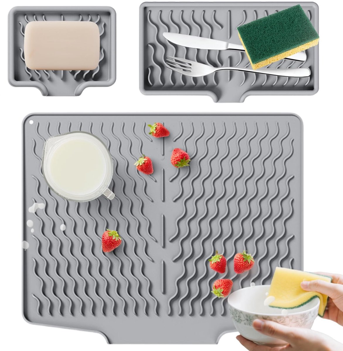 Omgoods - Siliconen Afdruipmat - Hittebestendig en Antislip voor Keuken en Aanrecht