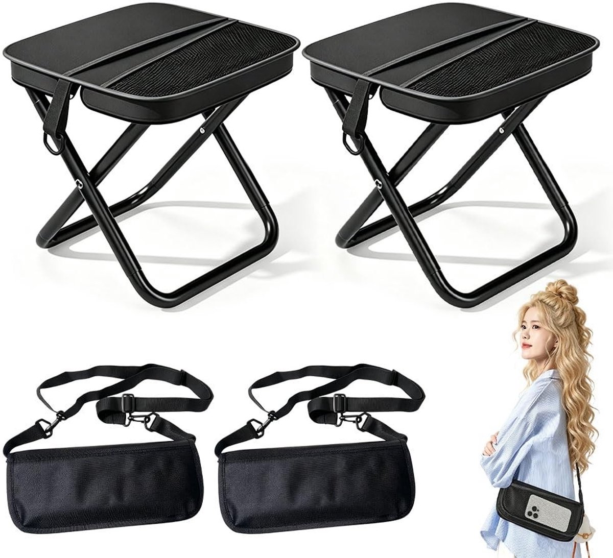 Omgoods - Opvouwbare Campingkrukken - 2 Stuks - Draagbaar en Lichtgewicht