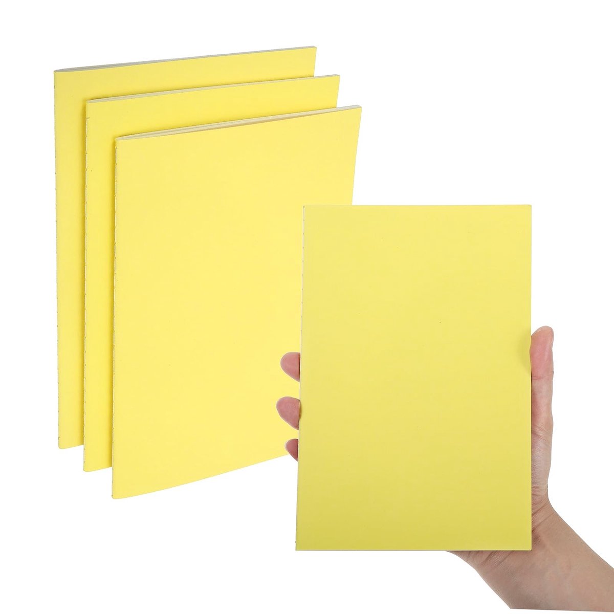 Omgoods - A5 Mini Notebook Set van 3 Ongevoerd en Lijnloos Geel