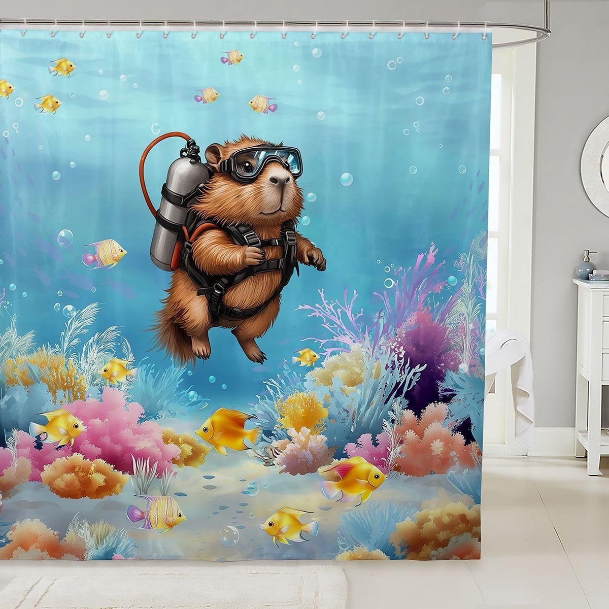 Omgoods - Grappig Capibara Douchegordijn 180 x 180 cm