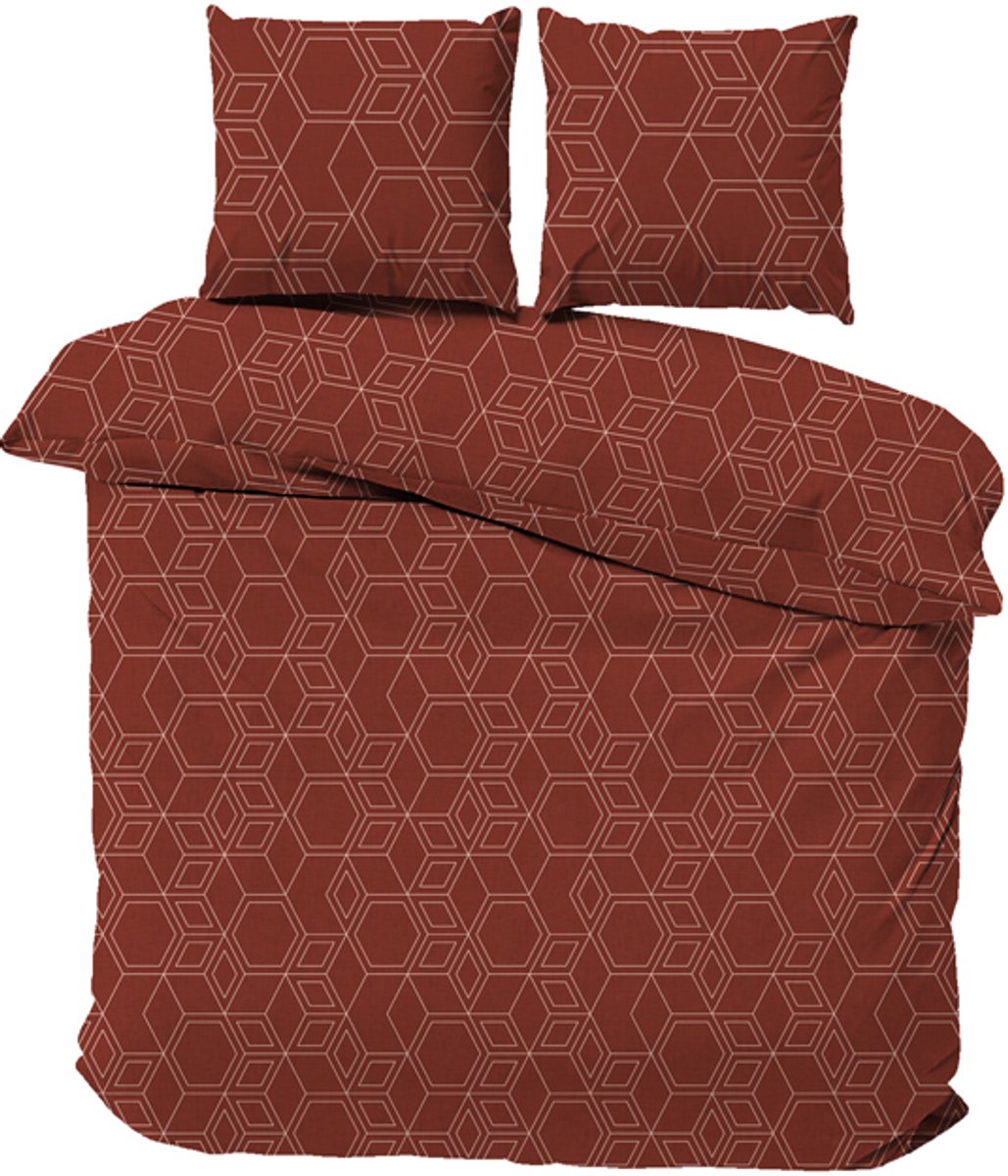 iSleep Dekbedovertrek Lot - Eenpersoons - 140x200/220 cm - Bruinrood