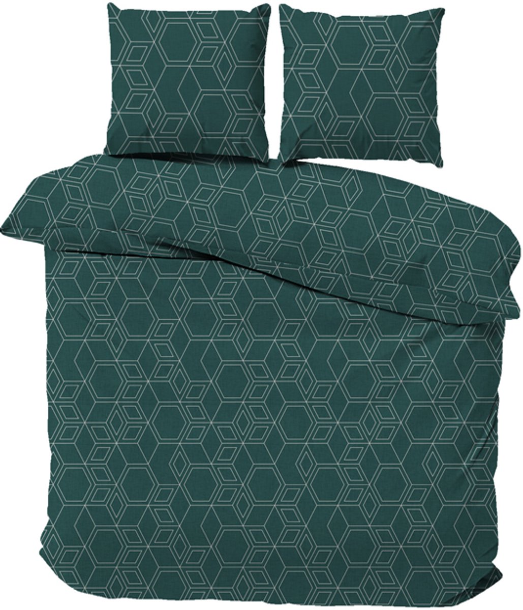 iSleep Dekbedovertrek Lot - Tweepersoons - 200x200/220 cm - Groen