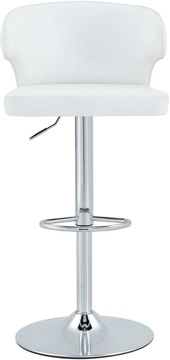2-delige set barkrukken met rugleuning, hoogteverstelbaar, 360° draaibare barkruk met groot voetstuk en voetsteun, moderne keukenkruk voor bar, keuken, aanrecht (alleen stoelen)- Wit+Zliver