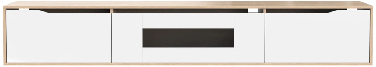 TV Meubel Wit - met LED Verlichting, Opbergruimte, Hout - voor Woonkamer