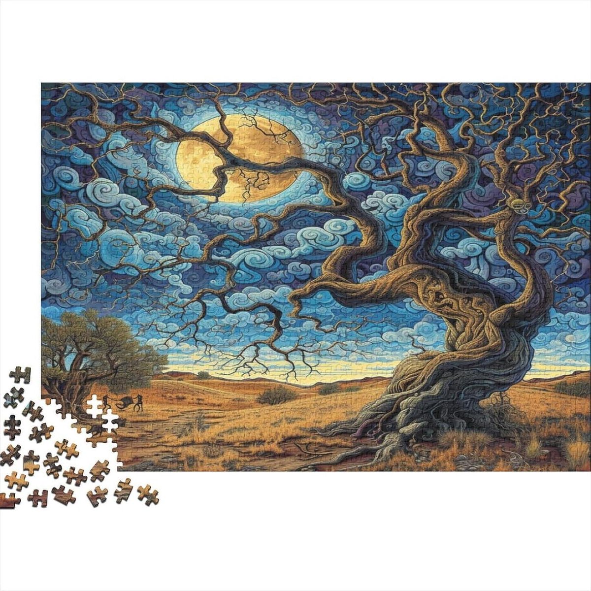 Levensboom Puzzel - Raadsel Puzzelspel - Ontspanning Thuis - Unieke Vormen - 75 x 50 cm - Stijl 8