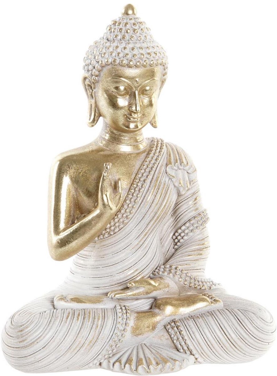 Home & Styling Boeddha beeld - goud - binnen - hars - 16 x 9 x 20 cm - decoratie beeld
