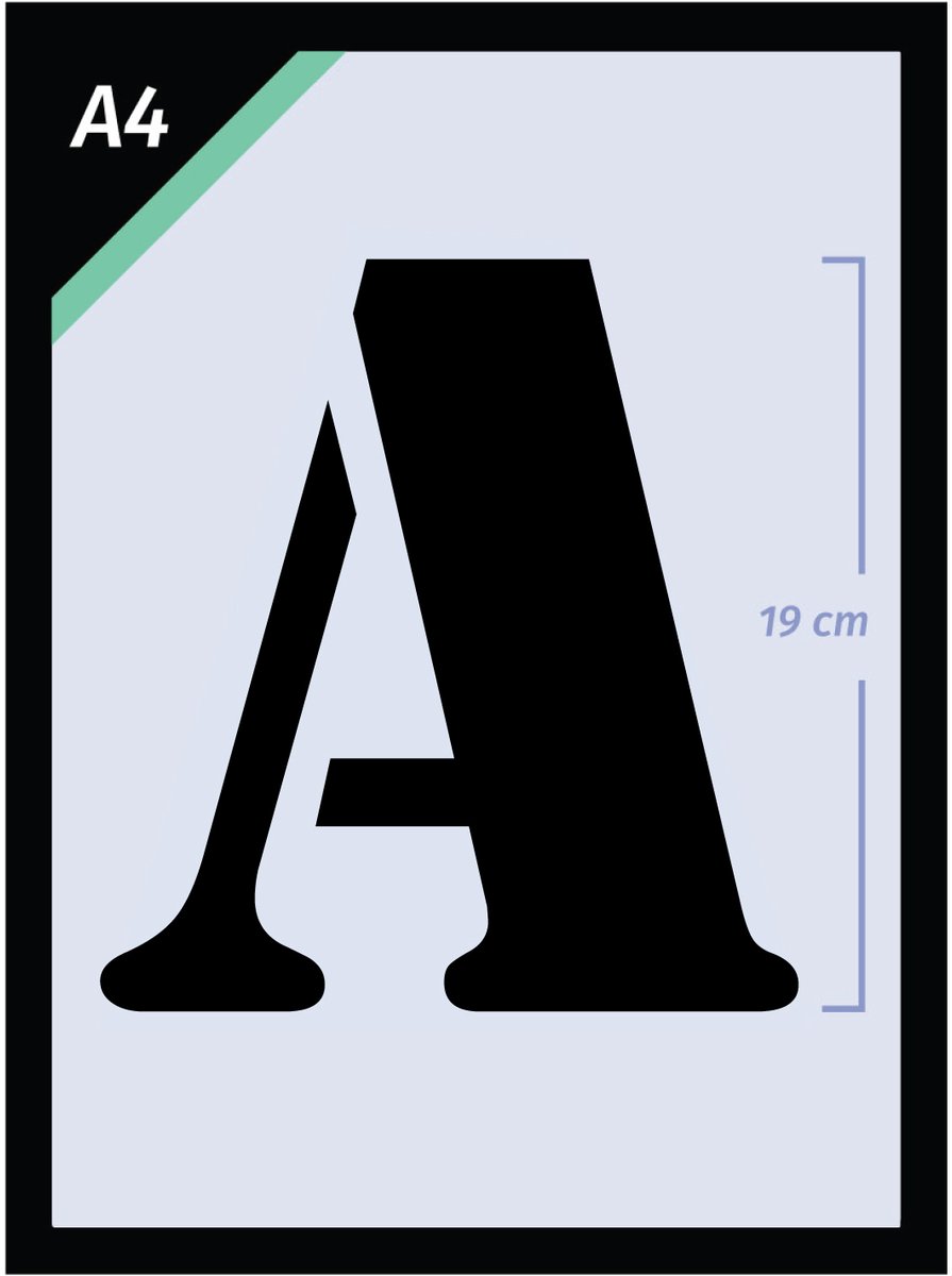 QBIX Groot formaat A4 Letters jablonen Set - compleet alfabet - Letter hoogte van 19 cm - Industrieel Lettertype