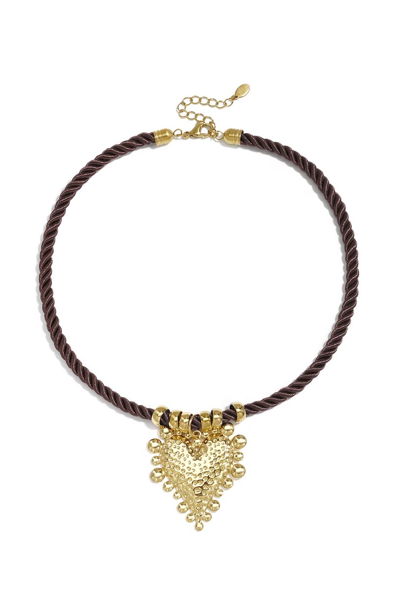 Gevlochten roestvrijstalen halsketting met hartje, eenvoudige dagelijkse sieraden uit de Simple-serie voor dames.