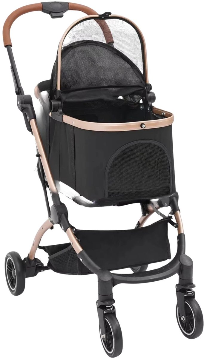 3 - 1 Multifunctionele Dierenbuggy - Zwart, Duurzaam textiel en Metalen Frame