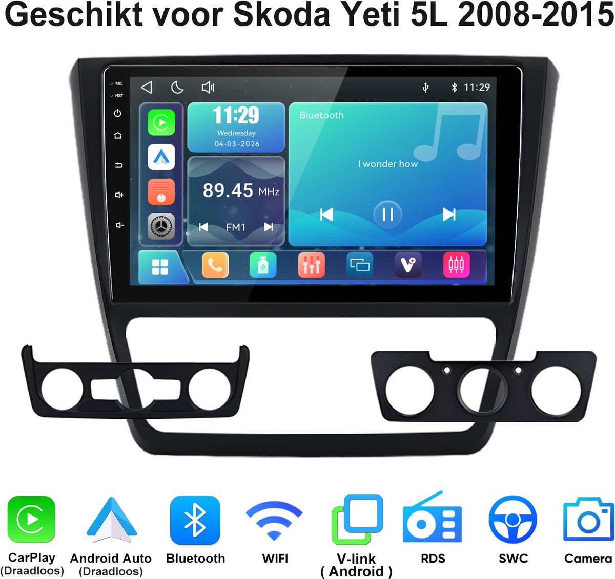 Junsun Linux Draadloos Carplay & Andriod Auto Geschikt voor Skoda Yeti 5L 2008-2015 - 10 Inch HD TouchScreen - Bluetooth - Navigatie- WiFi -FM - RDS- Airplay - Plug & Play