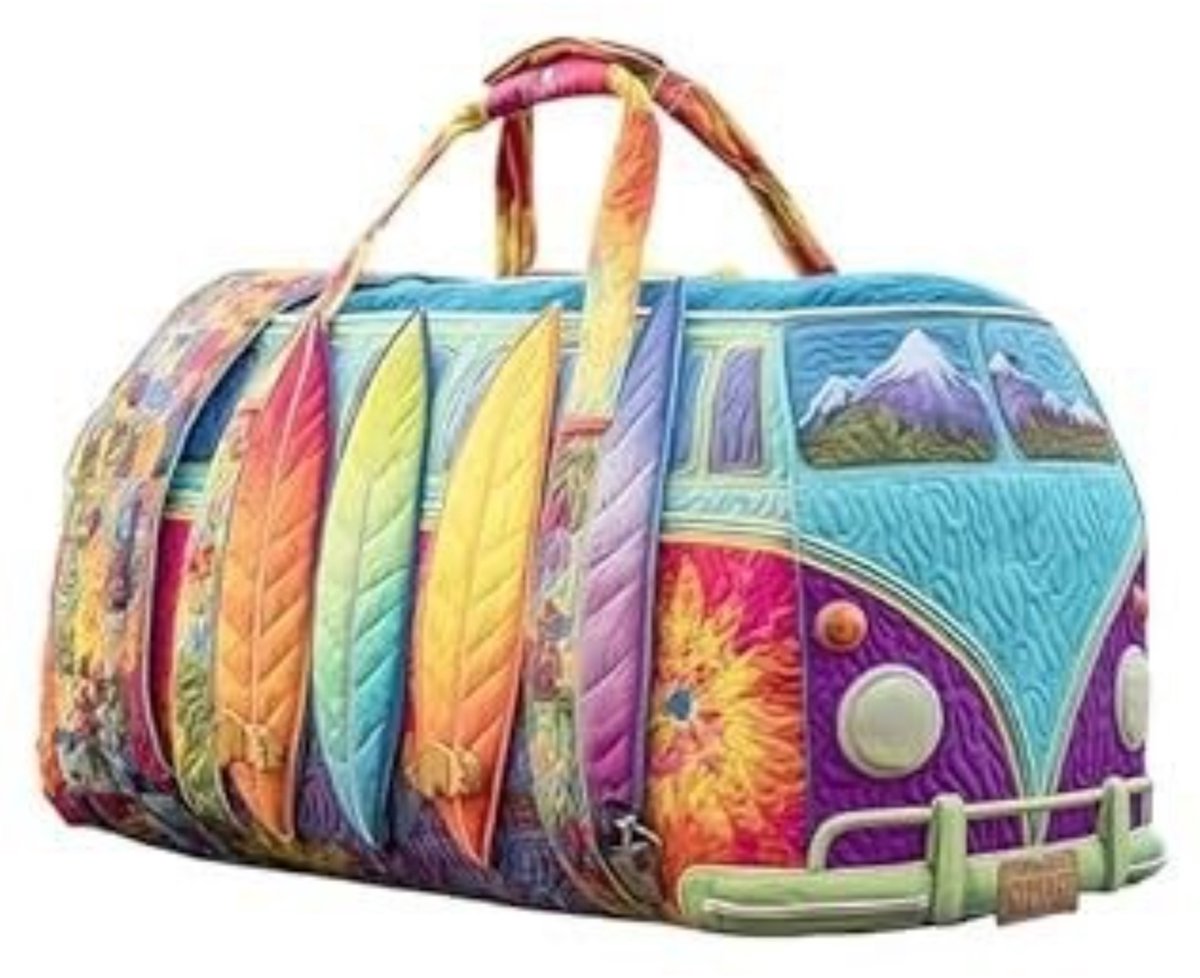 Textielen tas, retro bloemenprint in 3D-stijl, boho-stijl voor reizen en sport, meerkleurig, groot (18 x 9 x 9 inch)，134 modellen