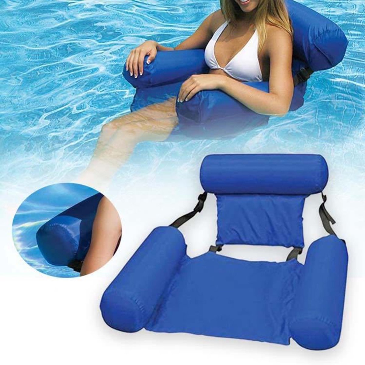 Drijvend Water Ligstoel Met Rugsteun - Oksel Drijvers, Oxford Stof, Voor Zwembad & Zee/Lichtgewicht Water Drijfmatras Volwassenen, Draagbaar Zwembad Accessoire