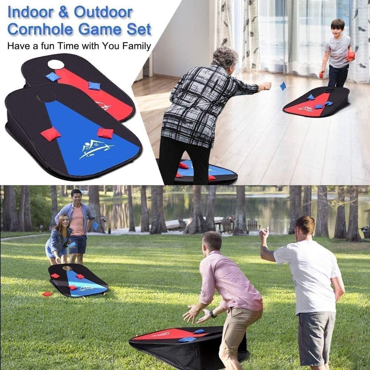 Draagbaar Vouwbaar Cornhole Spel met Bounce en Bean Bags voor Buitenactiviteiten en Feestjes
