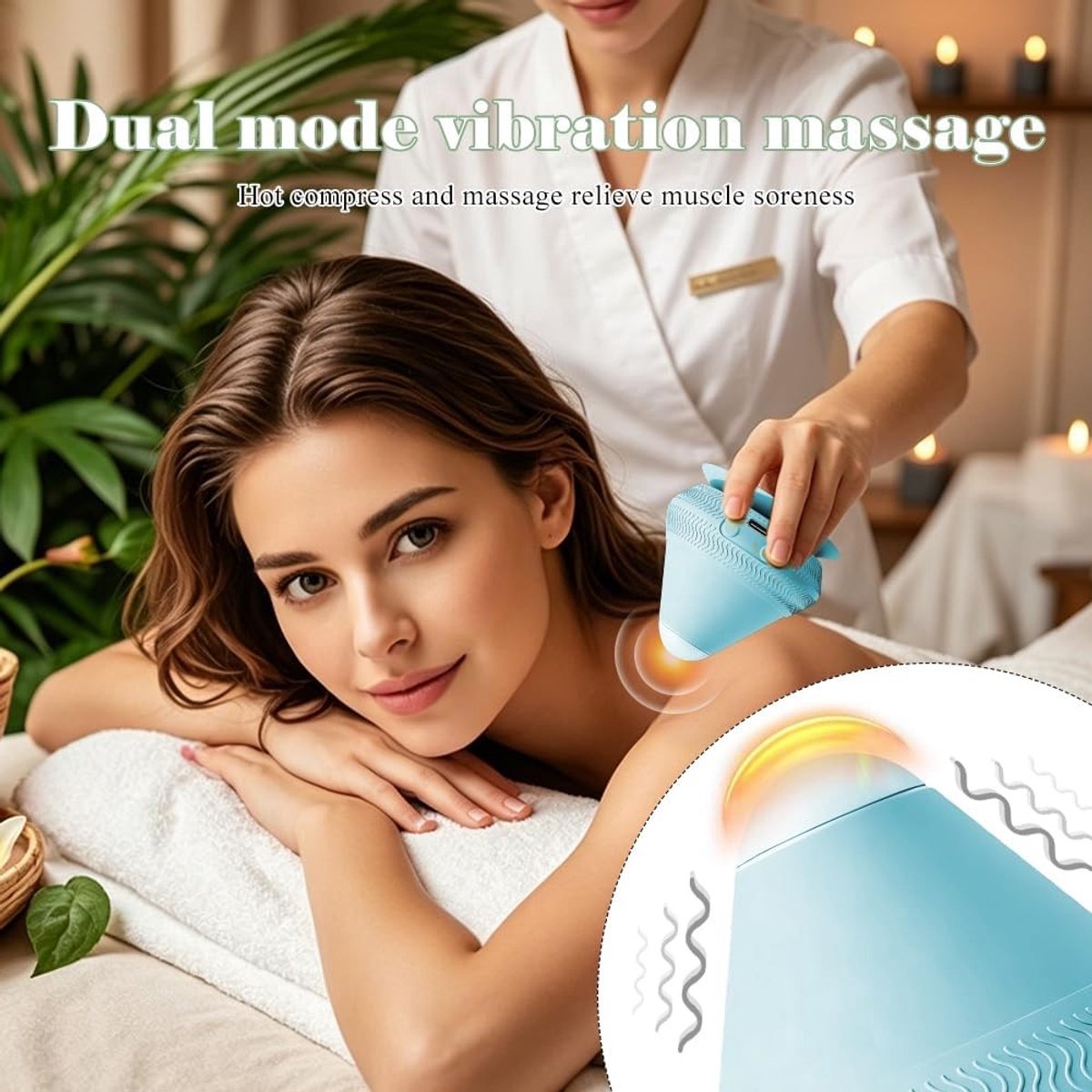 Vibrerende Massagebal met Verwarming en Zuignap voor Spierontspanning en Pijnverlichting (Blauw)