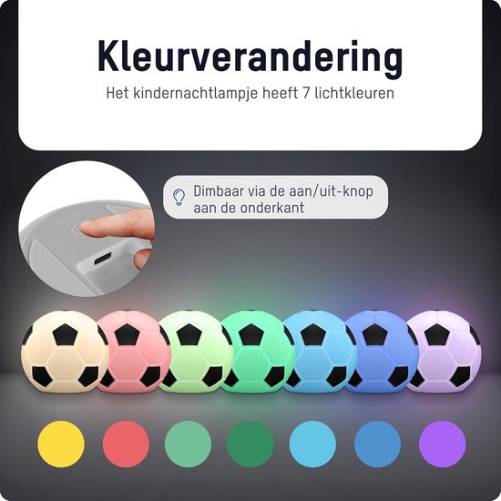 voetbal LED-lamp, 3D siliconen nachtlampje met kleurwisseling in voetbalontwerp, ideaal als verjaardagscadeau voor jongens, decoratieve lamp met 7 verschillende kleuren — afbeelding 3