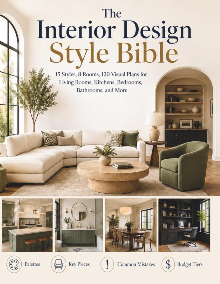 The Interior Design Style Bible: 15 Styles, 8 Rooms, 120 Visual Plans for Living Rooms, Kitchens, Bedrooms, Bathrooms - ShopVlot