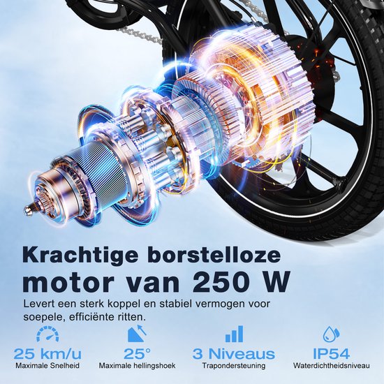 Hitway Elektrische Fiets BK35S Pro - Trendy 20 Inch City Commuter EBike met Afneembare 36V 9Ah Lithium Batterij - Opvouwbaar E-Bike met 250W Motor - APP Bediening - IP54 Waterdicht van Hitway — afbeelding 3
