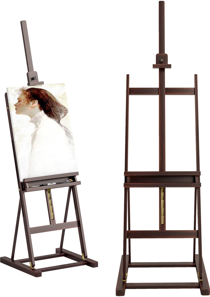 Houten schildersezel met verstelbare hoogte 171–230 cm opvouwbare kleur met verstelbare kantelinstelling tot 80° max. Geschikt voor kunst en bruiloften voor kinderen en volwassenen, bruin