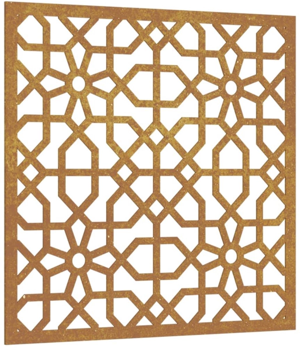 Famanu – Wanddecoratie voor de tuin in Moors ontwerp, 55x55 cm van cortenstaal, ideaal voor een sfeervolle tuin