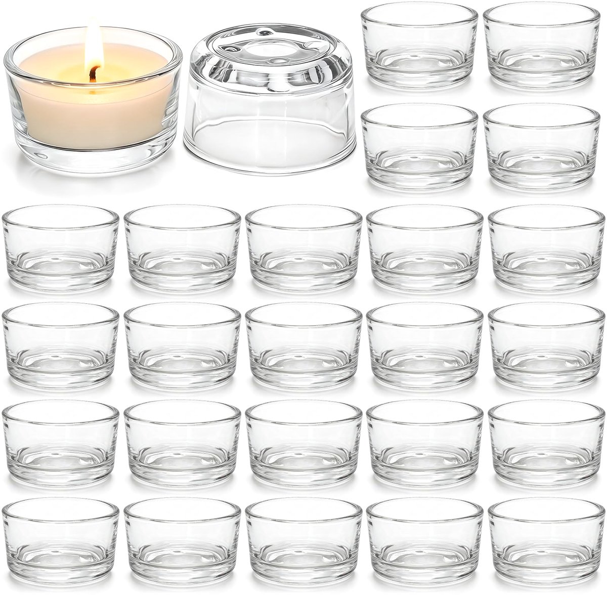 Theelicht kandelaars - Set van 3 - Glas - Creëer een sfeervolle ambiance - ShopVlot