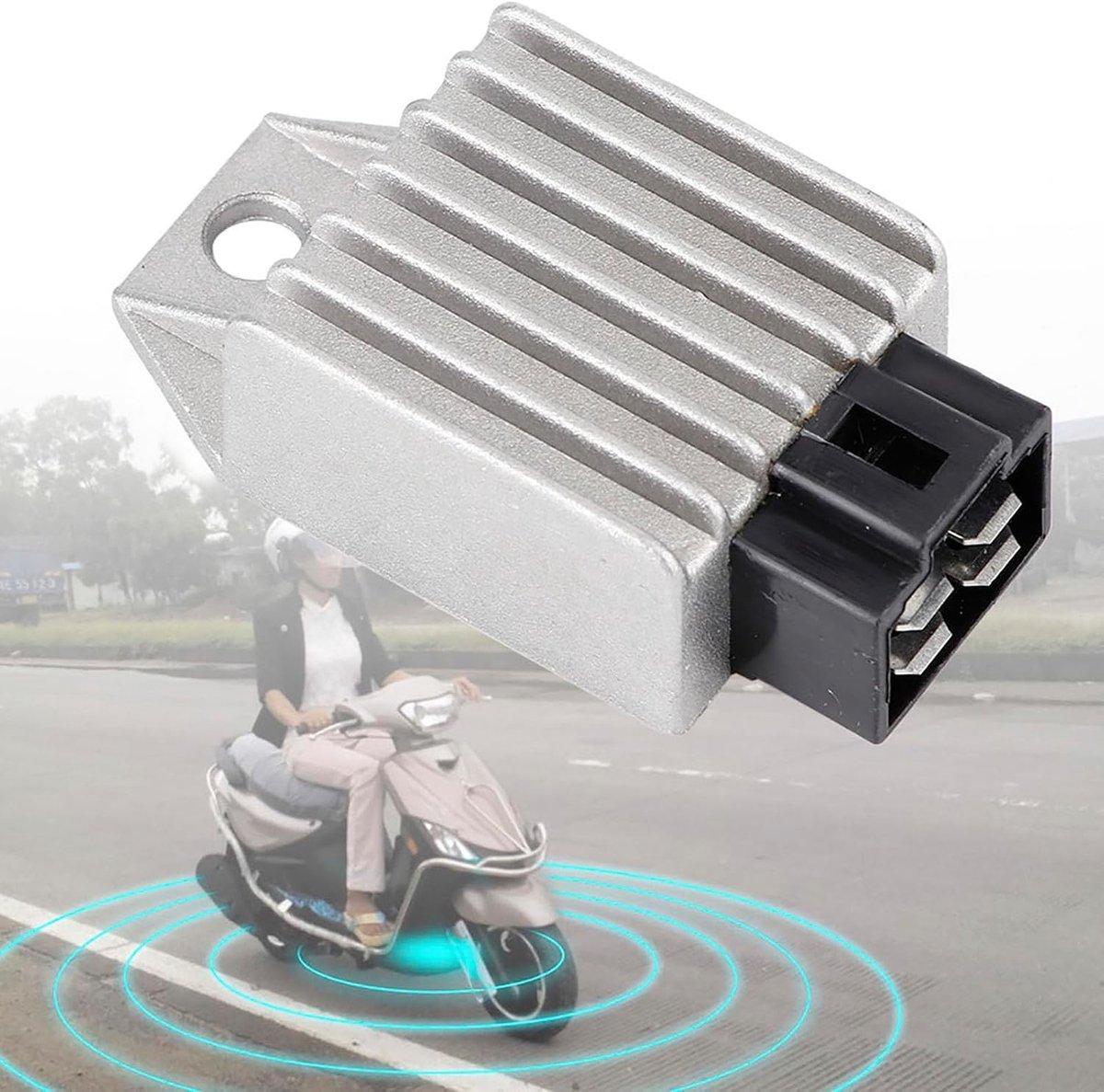 Universele 12V 4-Pool Voltage Regulator en Rectifier voor Motoren - Betrouwbare Spanningsregeling en Stroomvoorziening