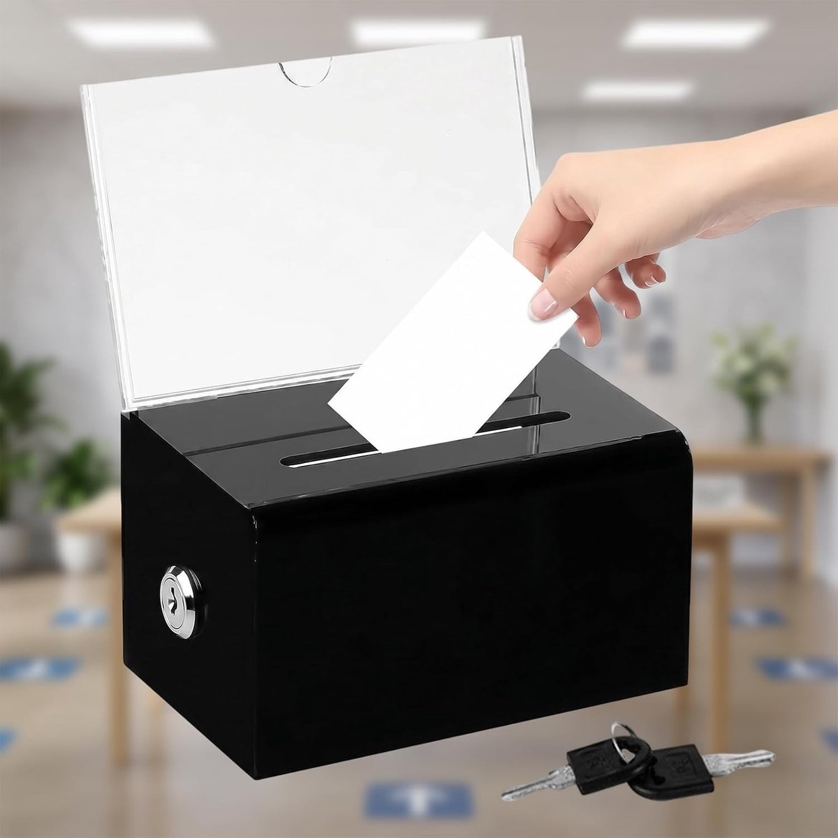 Lockbare Acryl Dispenser Box voor Visitekaartjes - Transparant, Sleutelvergrendeling, Ideaal voor Bedrijven, Tuning en Wedstrijden