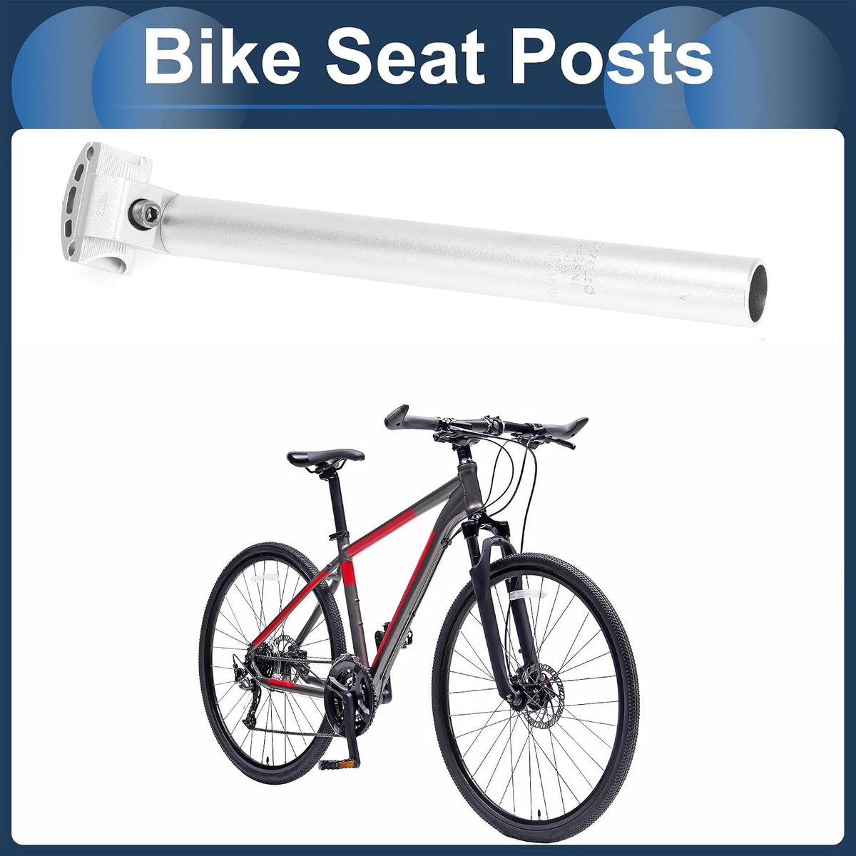 Verstelbaar Fietszadel van Aluminiumlegering, 27,2 x 300 mm, Zilverkleurig met Bevestigingsclip voor Comfortabel Fietsen