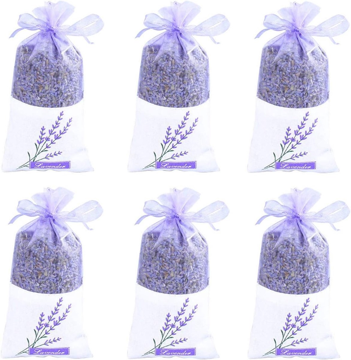 Natuurlijke Lavendelzakjes voor Huisgeuren, Kamerversiering en Frisse Lavendellucht - Set van 6 Ultra Blauwe Lavendelknoppen