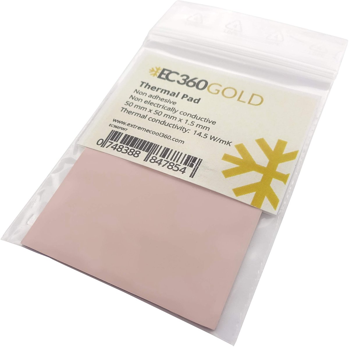 Thermische Pad - Koelpasta Vervanger - Componenten Koelen - Hoge Warmtegeleiding - 50x50x15 mm - Goud